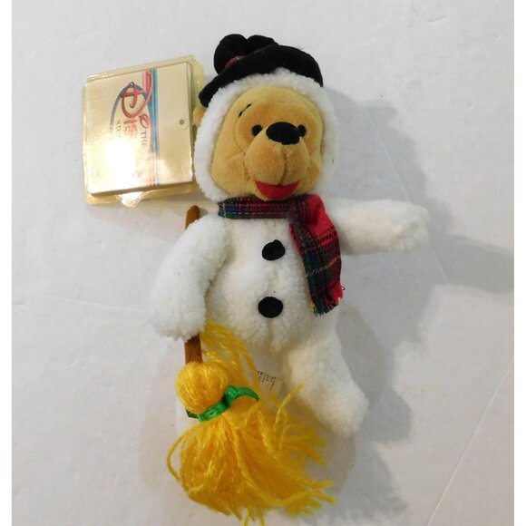 Disney Store Snowman Pooh Mini Bean Bag Plush 8" Christmas Holidays - Picture 3 of 6
